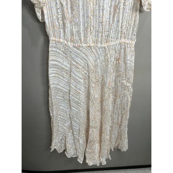 VTG “The Silk Farm” Designed By Incinoo Cream 100% Silk Midi Sheer Dress Sz L - Picture 11 of 14